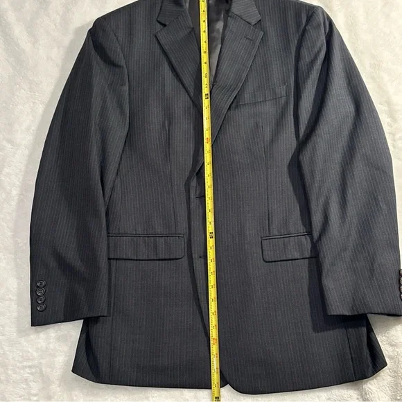 Polo Ralph Lauren Mens 44‎ L Wool Blazer Sport Coat Jacket Gray Striped - Picture 6 of 7